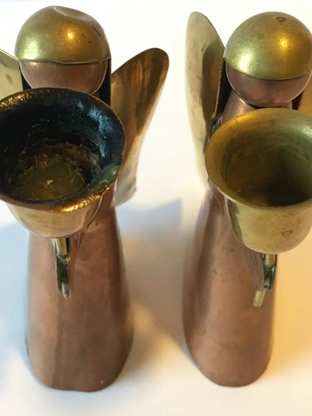Vtg Copper Brass Angel Candlestick Holders Candle Holders Christmas Decor Read